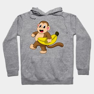 Monkey at Running with Banana Hoodie